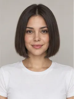 Chin-length bob hairstyle on a fictional model