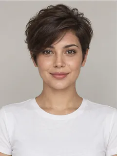 Pixie cut hairstyle on a fictional model