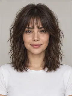 Modern shag hairstyle on a fictional model