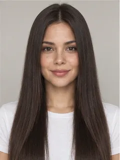 Sleek straight hairstyle on a fictional model